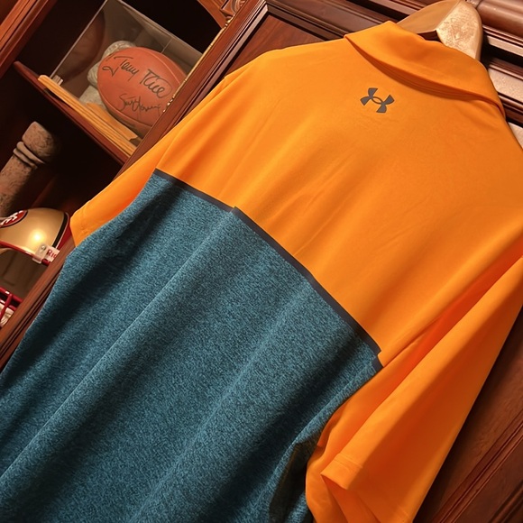New without tags Under Armour Golf Activewear Rare Orange & Blue Stretch Polo! - Picture 7 of 8
